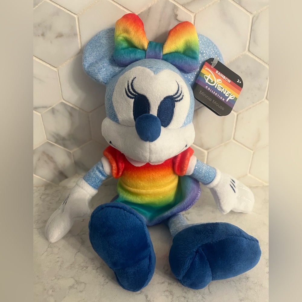 Disney Pride Minnie Mouse 10” Rainbow Plush NWT